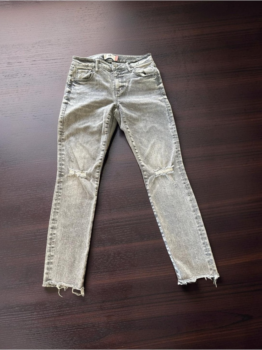CAbi Light Gray Distressed Skinny Jeans Size 2